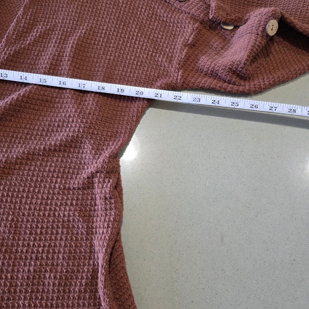 Maurices Womens Mauve Waffle Knit Open Front Cardigan Button Shoulder Detail M - Picture 3 of 10